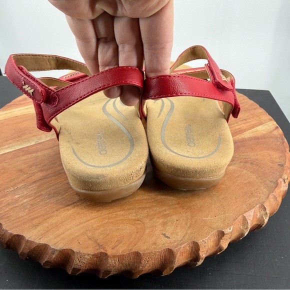 AETREX Gabby Adjustable Red leather strappy Sandals Size 41 US 10 - Picture 5 of 7